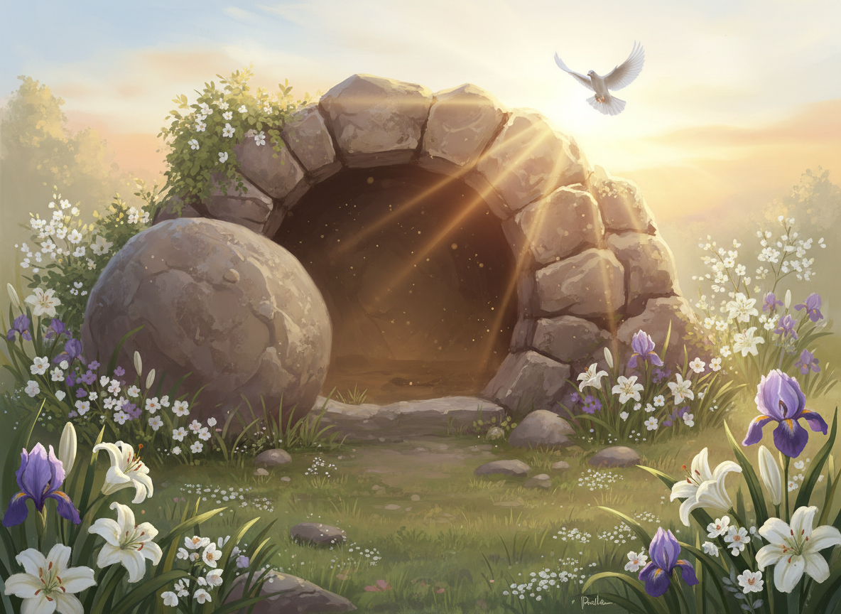 Empty tomb at sunrise — Hope Is Alive Holy Week Devotional